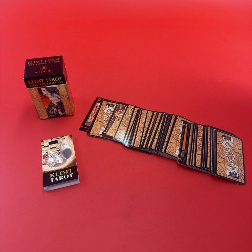 KLIMT 78 Tarot Cards Pocket Golden Mini Edition Booklet 2”x3” Atanassov Boxed